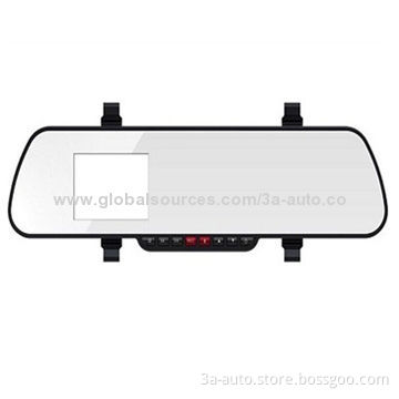 Mirror-shaped car camcorder with 3.5in LCD display dual lens rotary